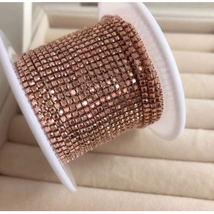 Стразовая лента Rose Gold (база: розовое золото)