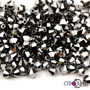 Биконусы PRECIOSA Jet Hematite Full 4 мм, 20 штук