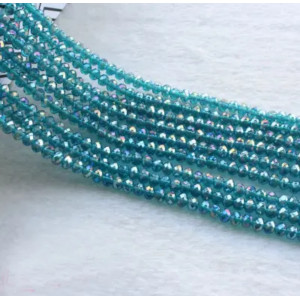 Бусины-рондели 4 мм Blue Zircon с эффектом AB, прозрачные, 1 нить