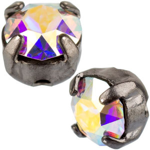 Шатон с кристаллом Swarovski Gun Metal Brushed Crystal AB SS16 (3,8-4 мм) - 5 штук