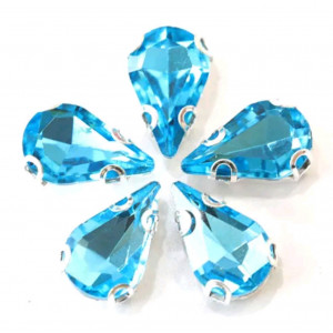 Стразы в цапах Слеза Aquamarine