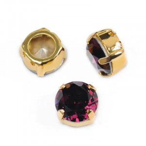Chaton Amethyst в золотой оправе (хрусталь)