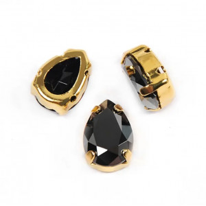 Капля Jet Hematite в золотой оправе (хрусталь)