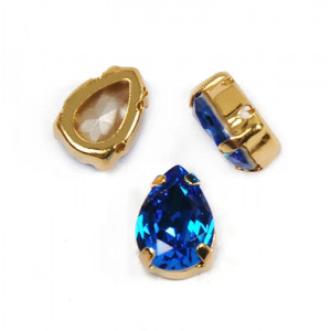 Капля Capri Blue в золотой оправе (хрусталь)