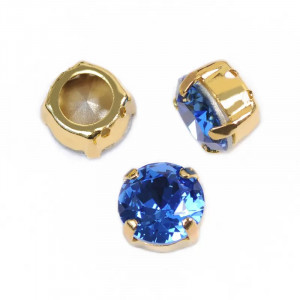 Chaton Sapphire в золотой оправе (хрусталь)