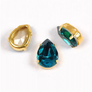 Капля Green Zircon в золотой оправе (хрусталь)