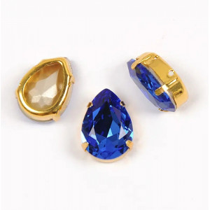 Капля Sapphire в золотой оправе (хрусталь)